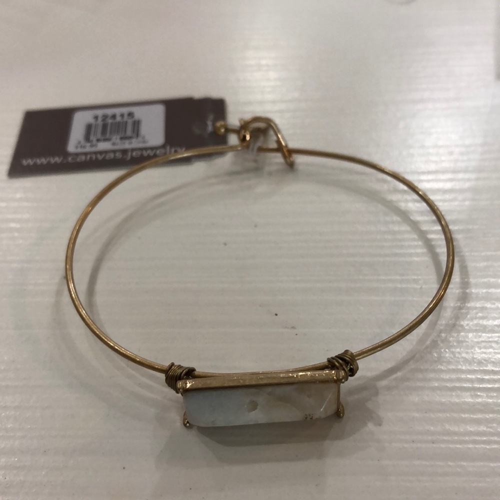 Canvas Gold Tone and Gray Bangle! - Picture 1 of 7